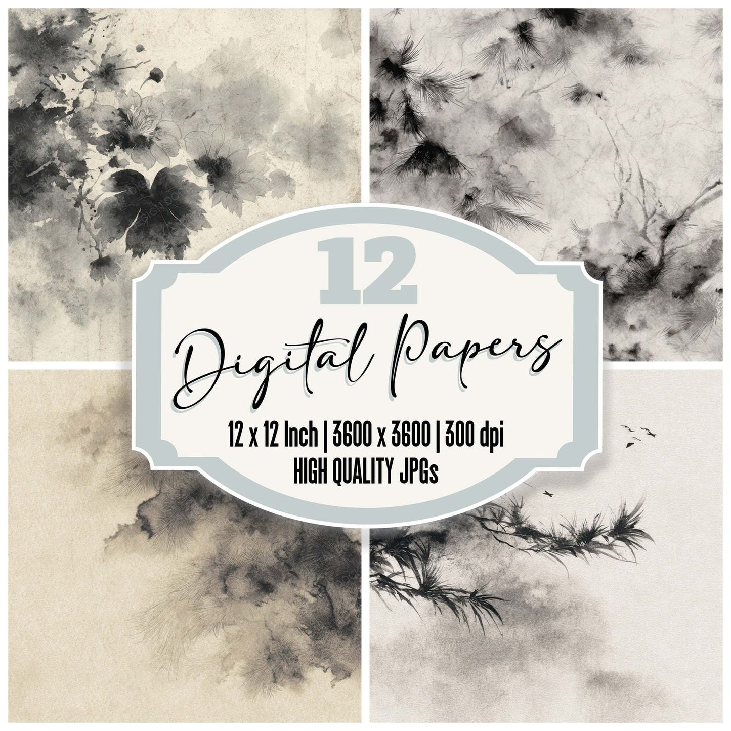 Ink Wash Texture Digital Paper Pack (DDD008400)