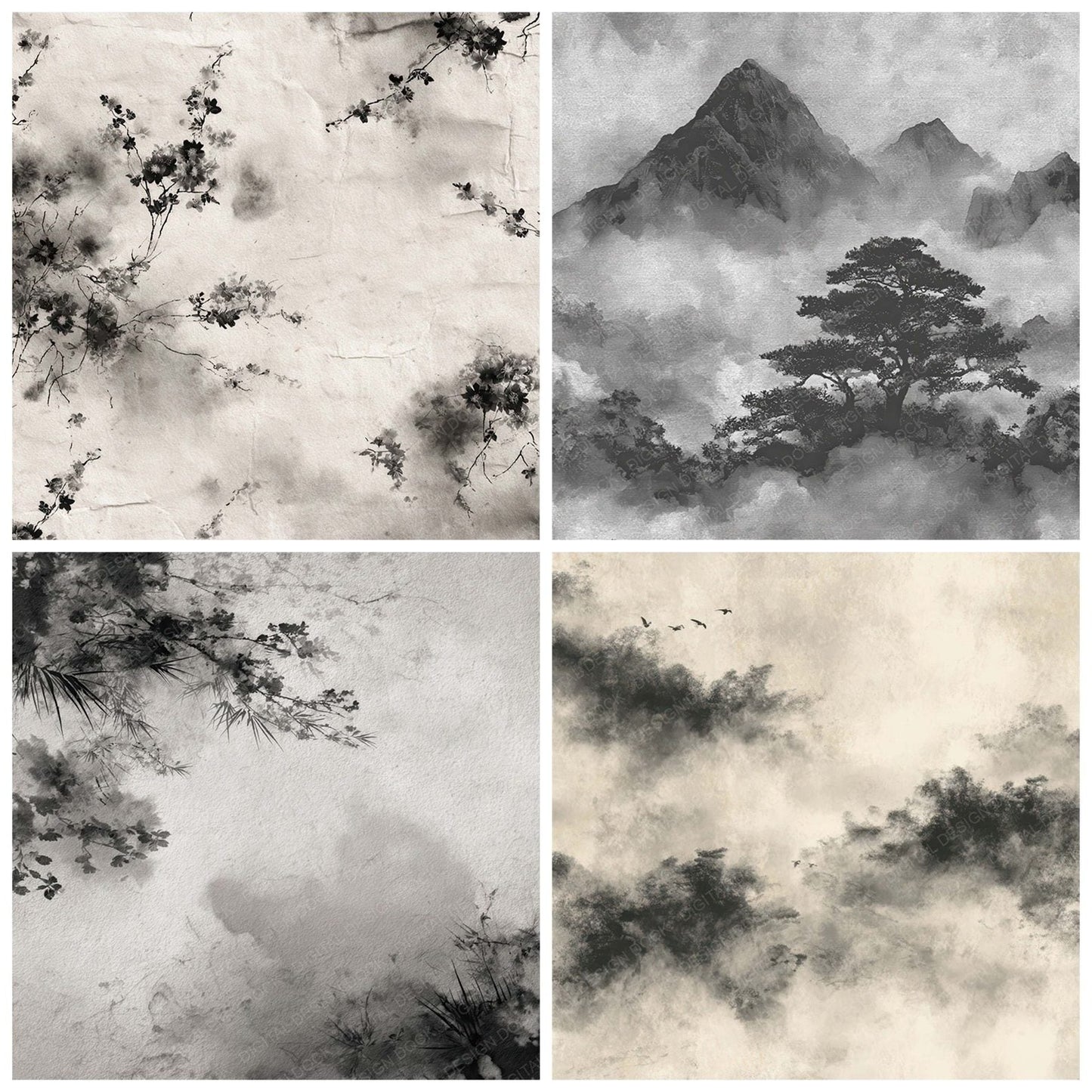 Ink Wash Texture Digital Paper Pack (DDD008400)