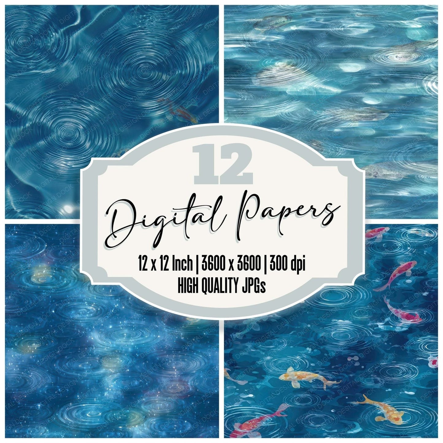 Koi Water Ripples Digital Paper Pack (DDD008403)