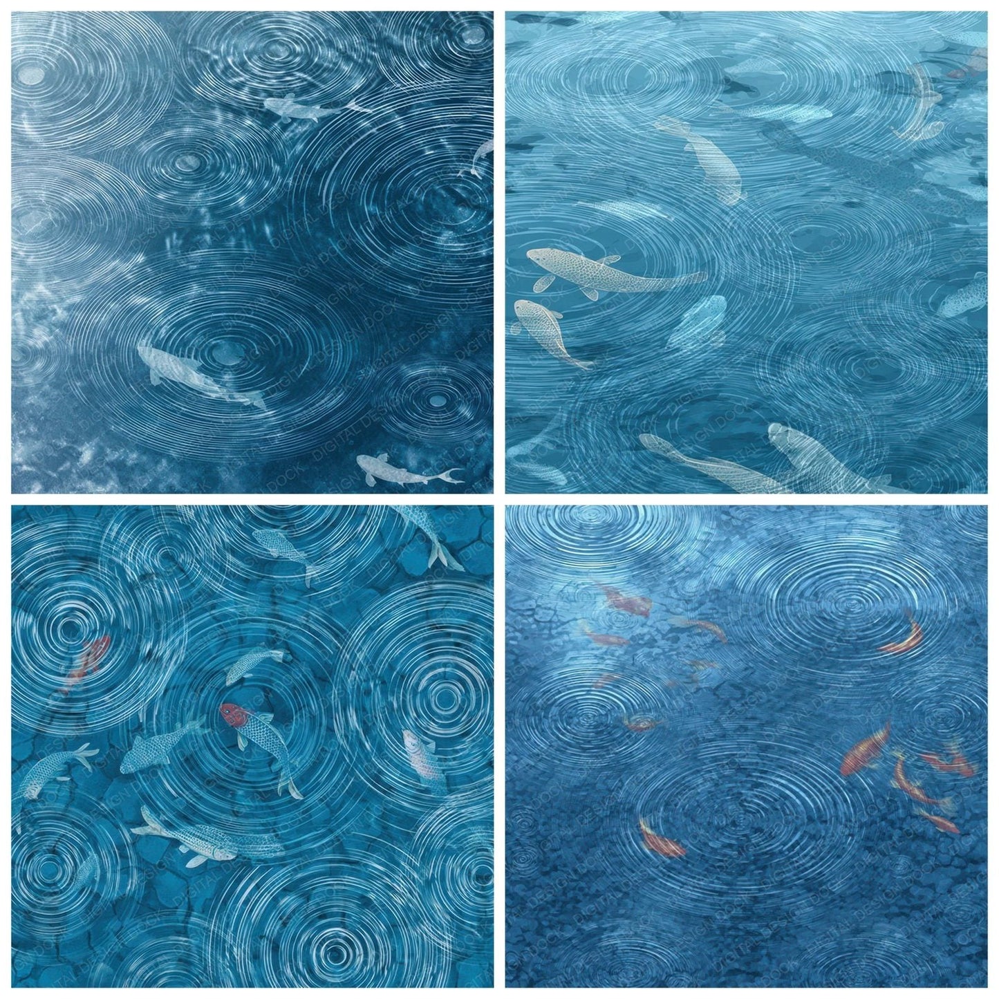 Koi Water Ripples Digital Paper Pack (DDD008403)