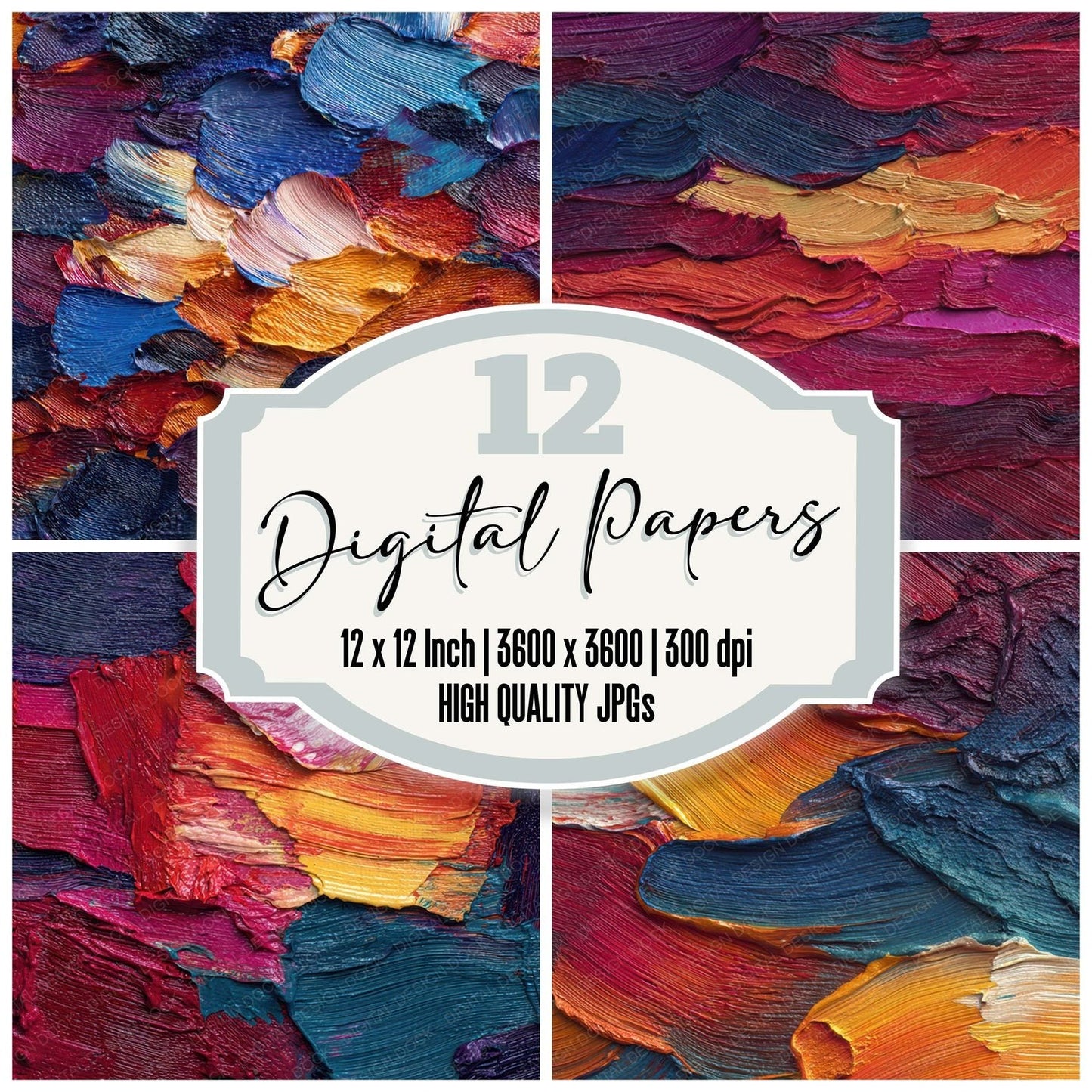 Oil Impasto Texture Digital Paper Pack (DDD008404)