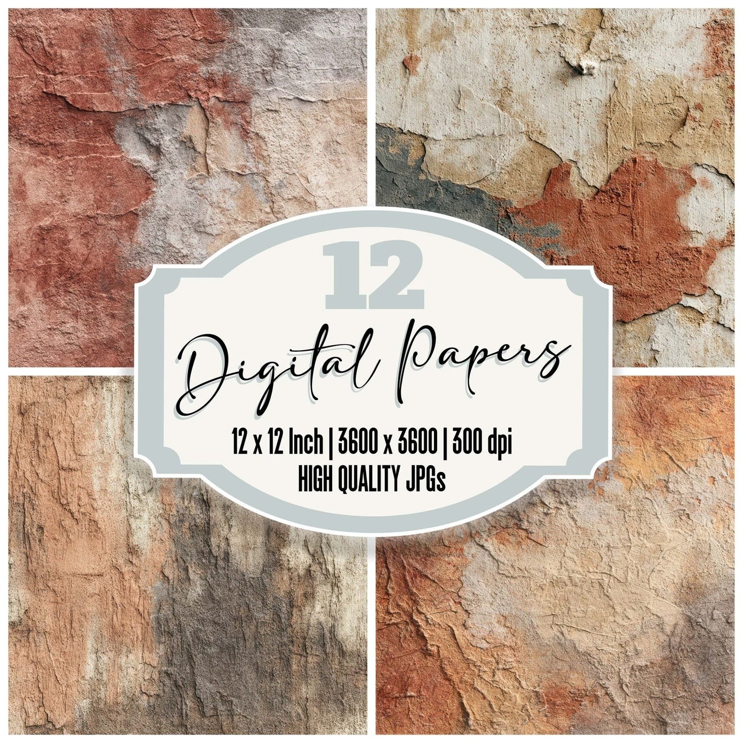 Sgraffito Plaster Texture Digital Paper Pack (DDD008407)