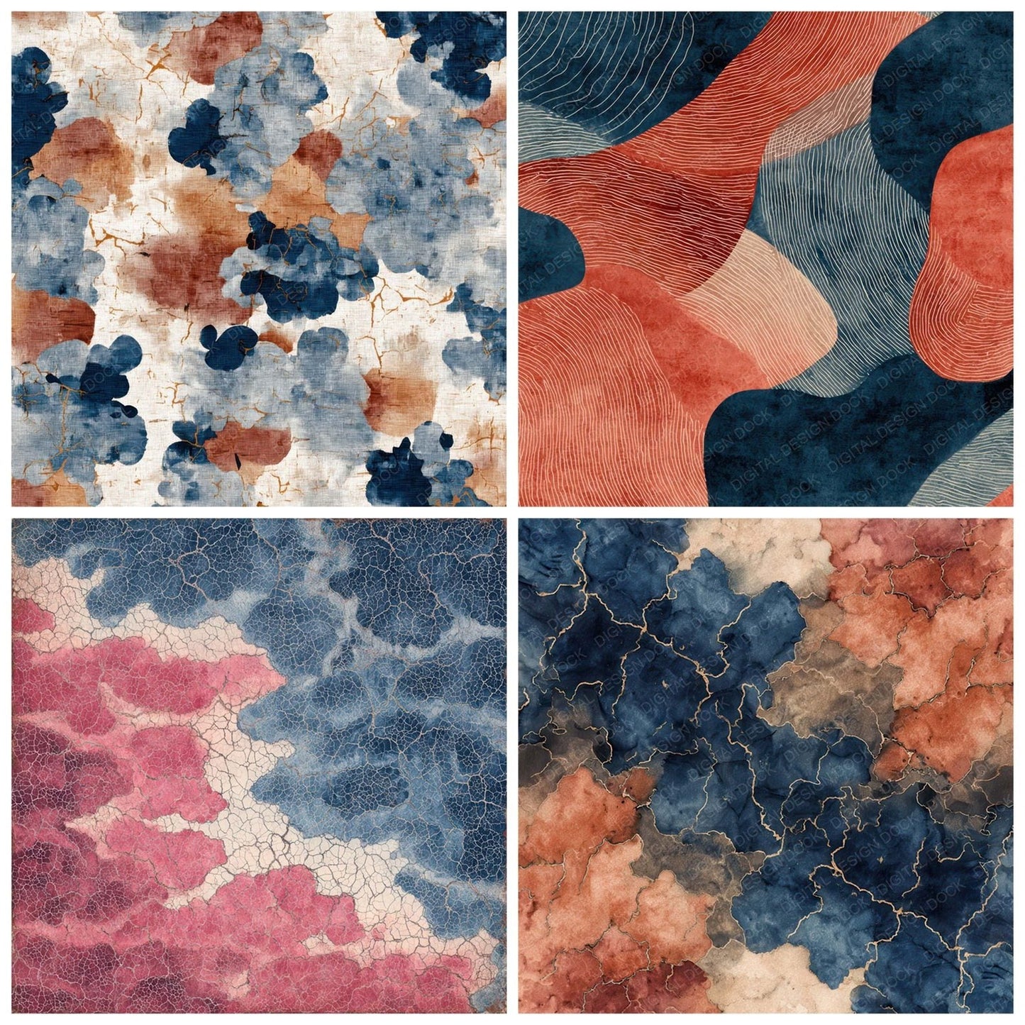 Batik Wax Dye Texture Digital Paper Pack (DDD008408)