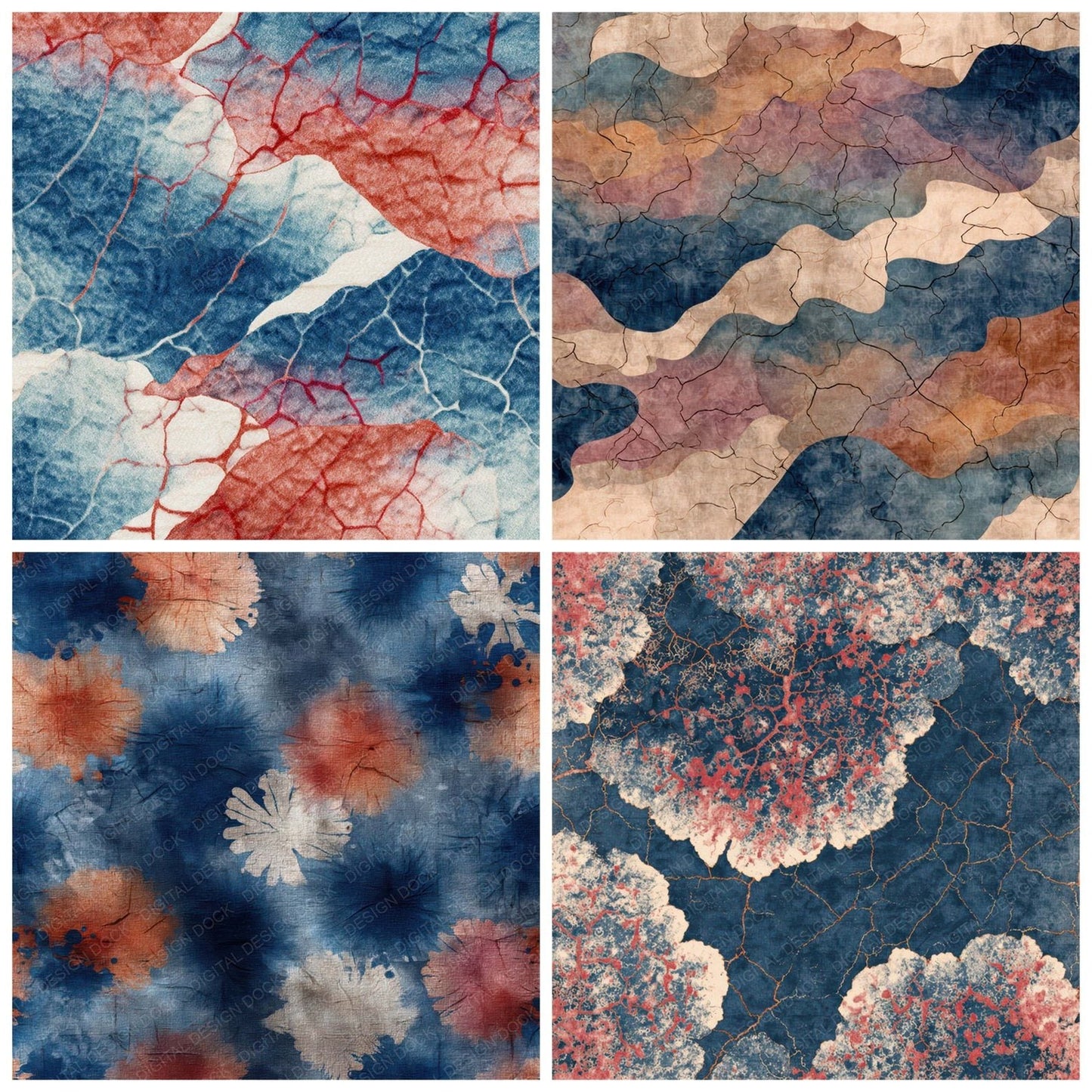 Batik Wax Dye Texture Digital Paper Pack (DDD008408)