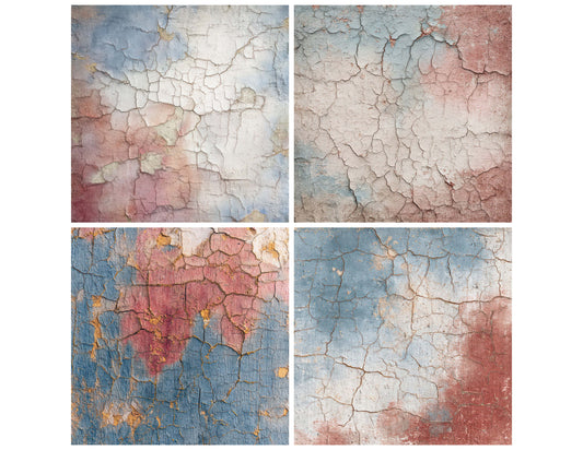 Preview layout showing Cracked Tempera Texture papers arranged as background pages for junk journals and mixed media crafts