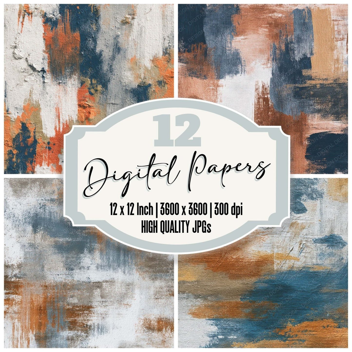 Dry Brush Acrylic Digital Paper Pack (DDD008412)