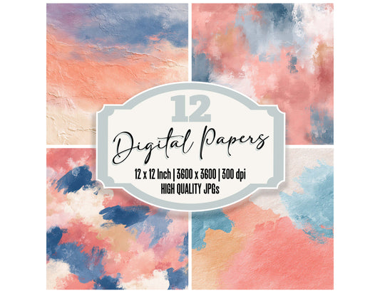 Gouache Paint Texture digital paper pack designed for background pages in junk journaling and paper craft projects