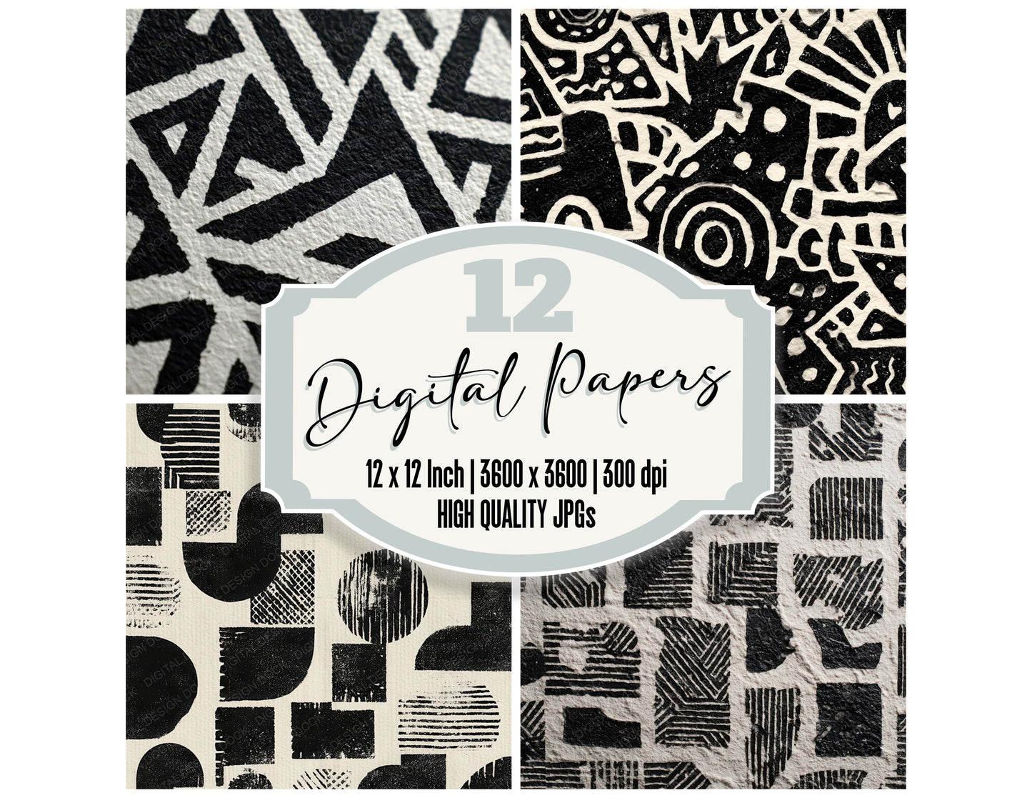 Linocut Print Texture digital paper pack designed for background pages in junk journaling and paper craft projects
