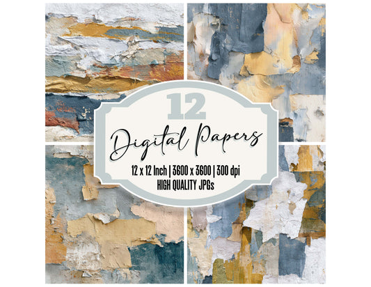 Mixed Media Paint Texture digital paper pack designed for background pages in junk journaling and paper craft projects