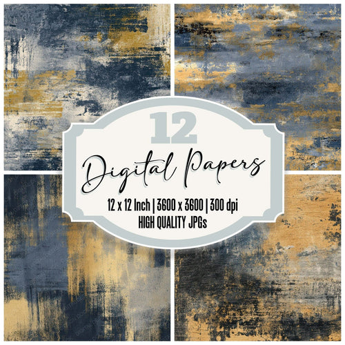Monoprint Ink Texture digital paper pack cover showing four of the 12 papers