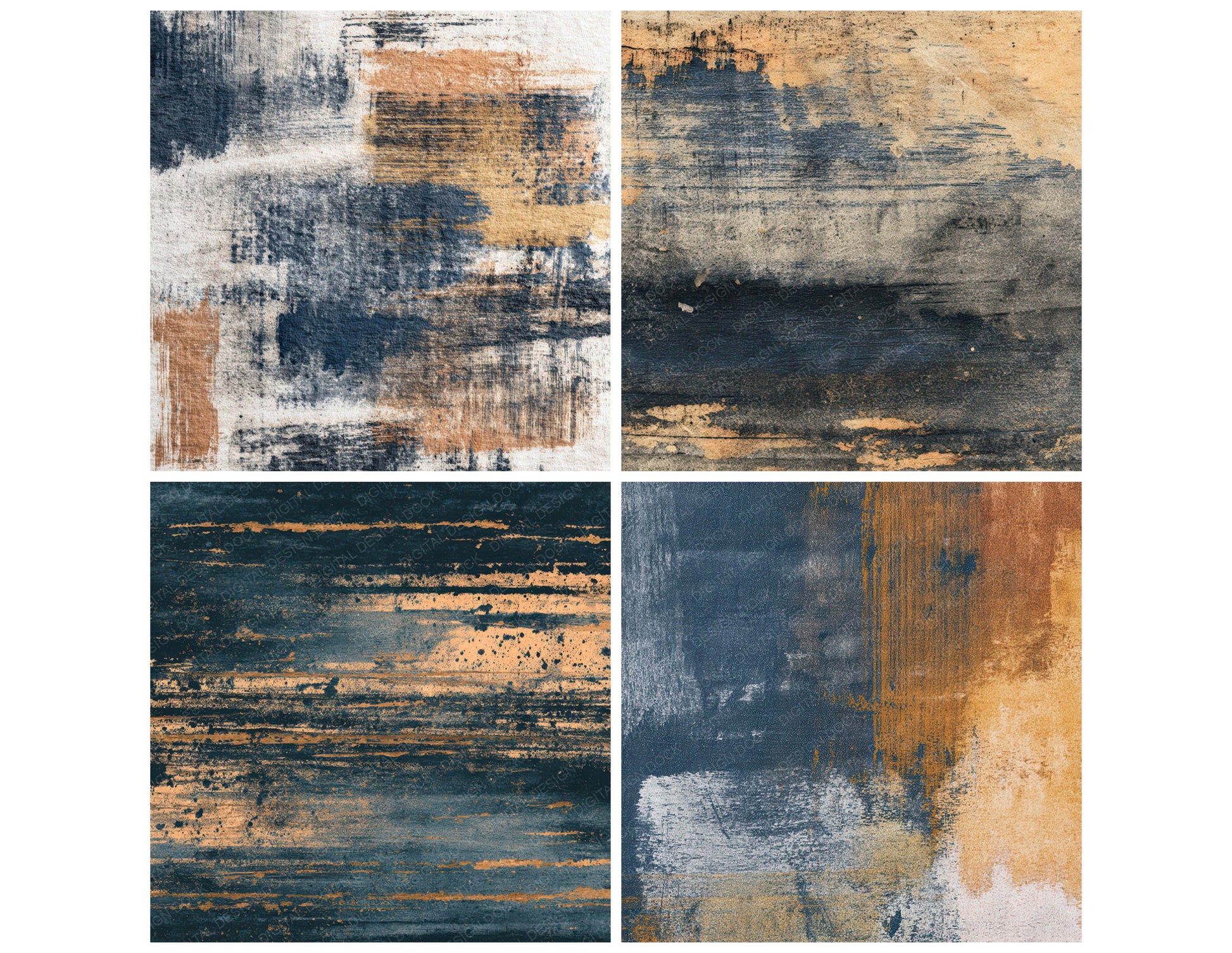 Close view of Monoprint Ink Texture background papers highlighting collage composition and cohesive colour tones