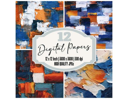 Palette Knife Texture digital paper pack designed for background pages in junk journaling and paper craft projects