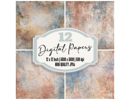 Pigment Plaster Texture digital paper pack designed for background pages in junk journaling and paper craft projects