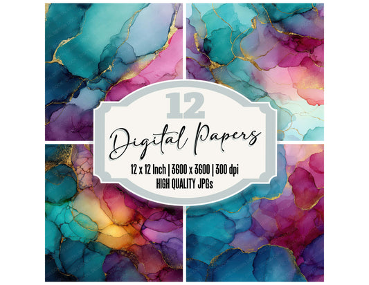 Alcohol Ink Texture digital paper pack designed for background pages in junk journaling and paper craft projects