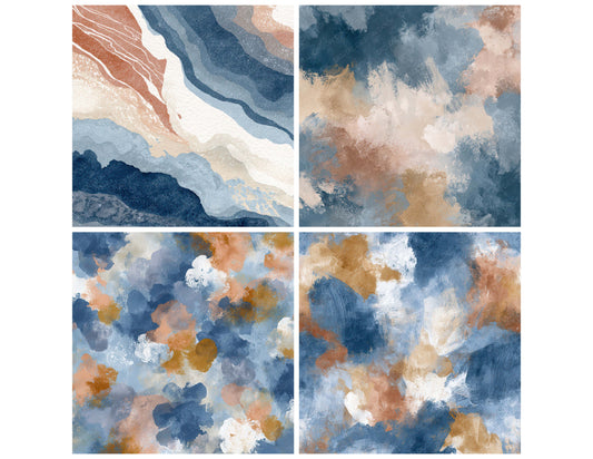 Preview layout showing Gouache Wash Texture papers arranged as background pages for junk journals and mixed media crafts