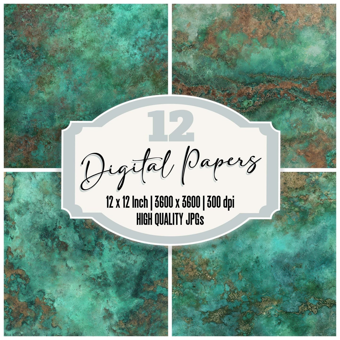 Green Copper Patina Digital Paper Pack (DDD008435)