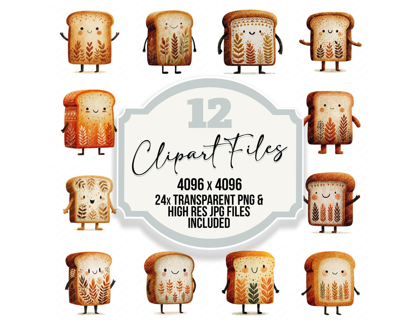 Folk Art Bread Character Clipart Set (DDD008452)