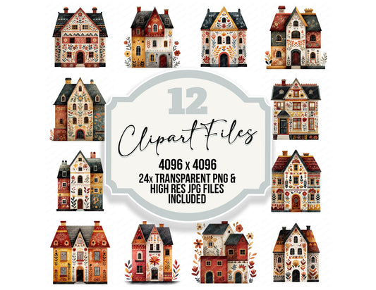 Folk Art House Clipart Set (DDD008457)