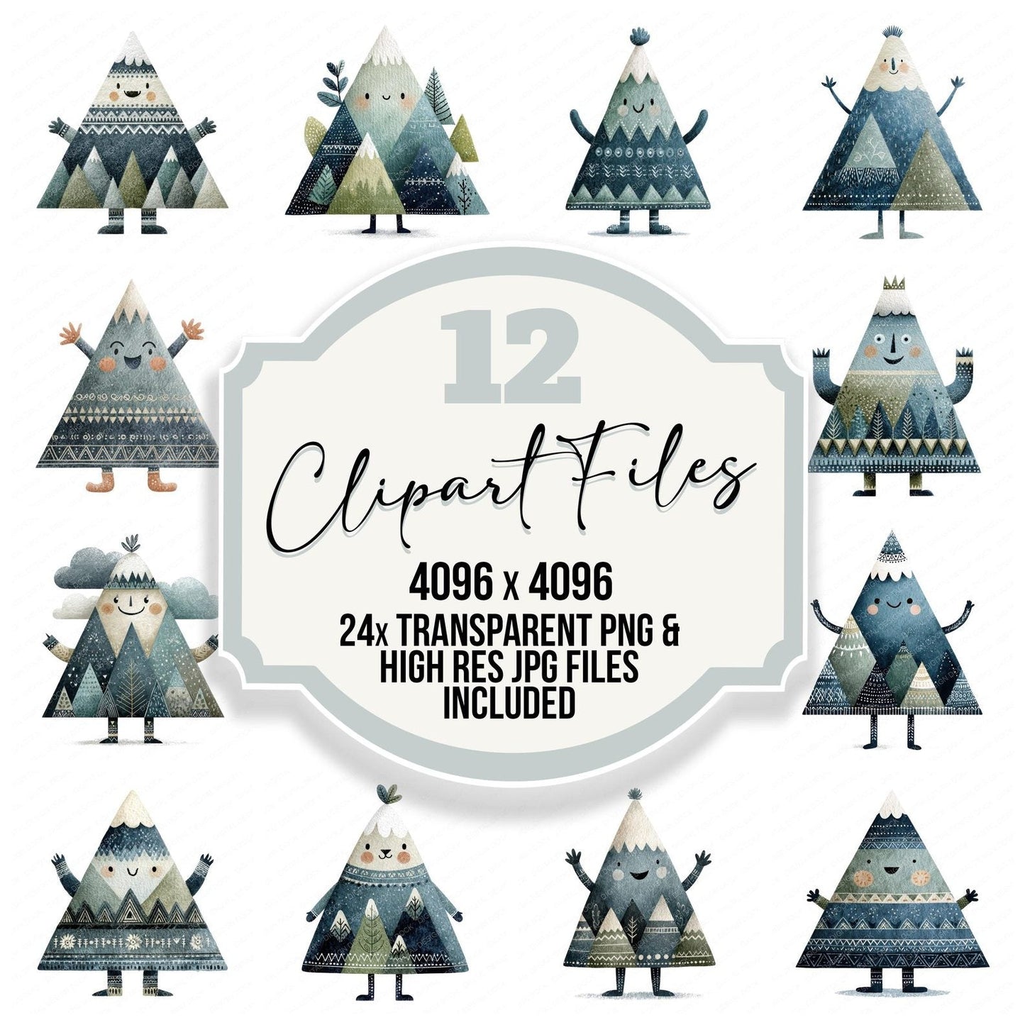 Folk Art Mountain Character Clipart Set (DDD008460)