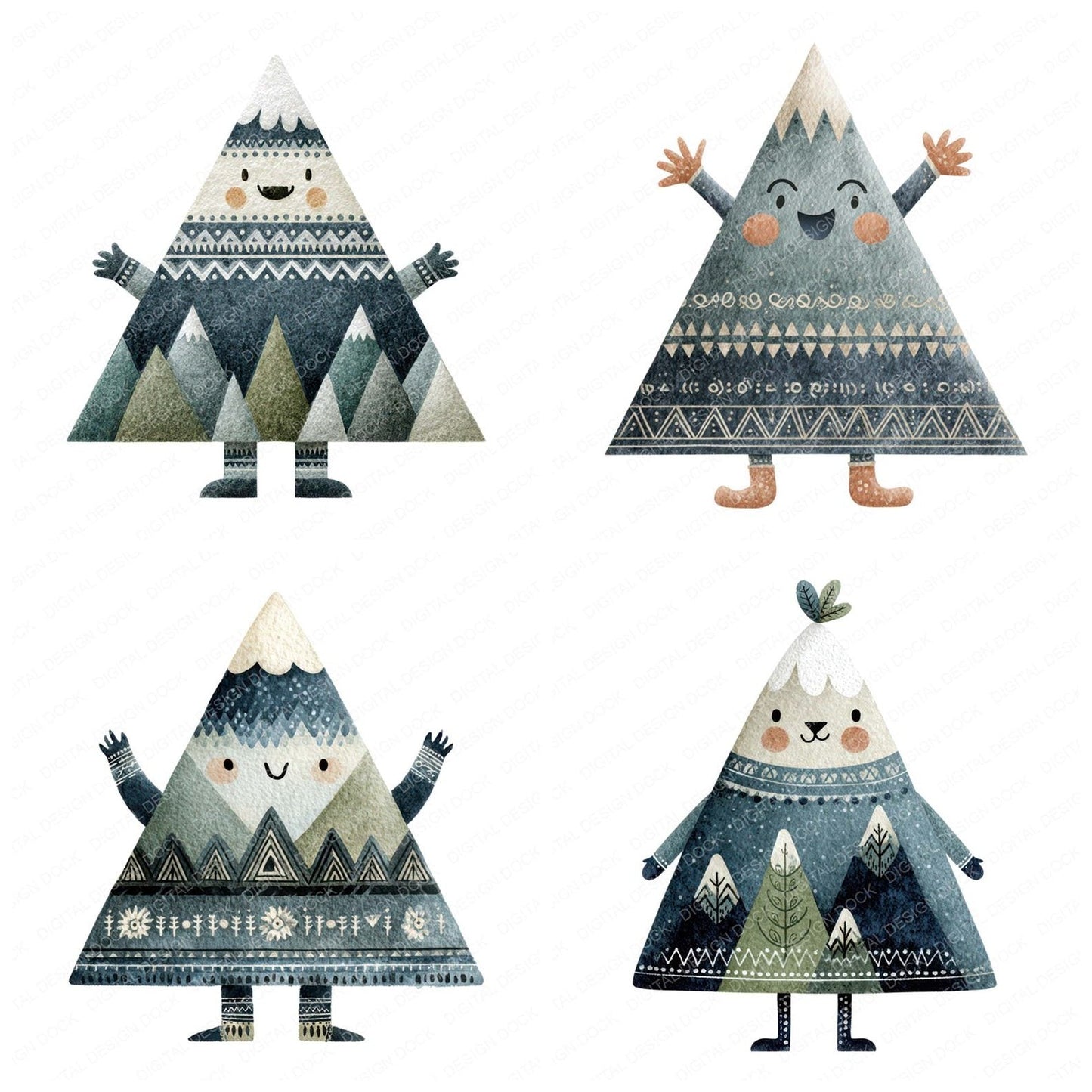 Folk Art Mountain Character Clipart Set (DDD008460)