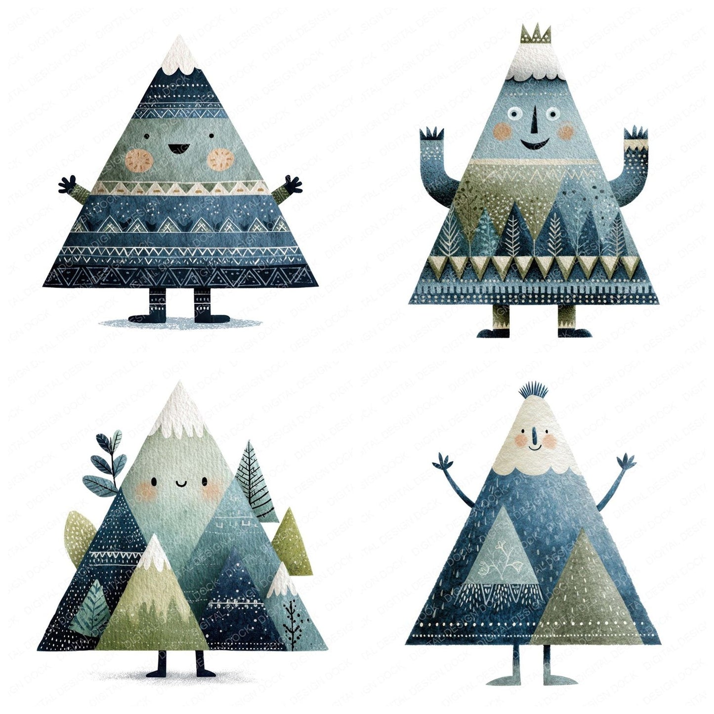 Folk Art Mountain Character Clipart Set (DDD008460)