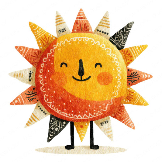Folk Art Sun Character Clipart Set (DDD008465)