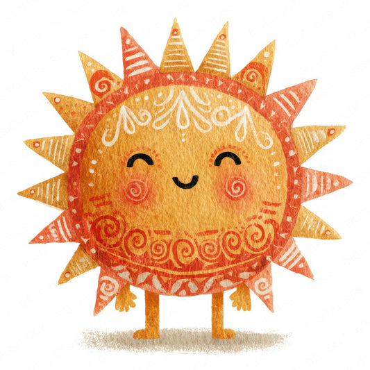 Folk Art Sun Character Clipart Set (DDD008465)