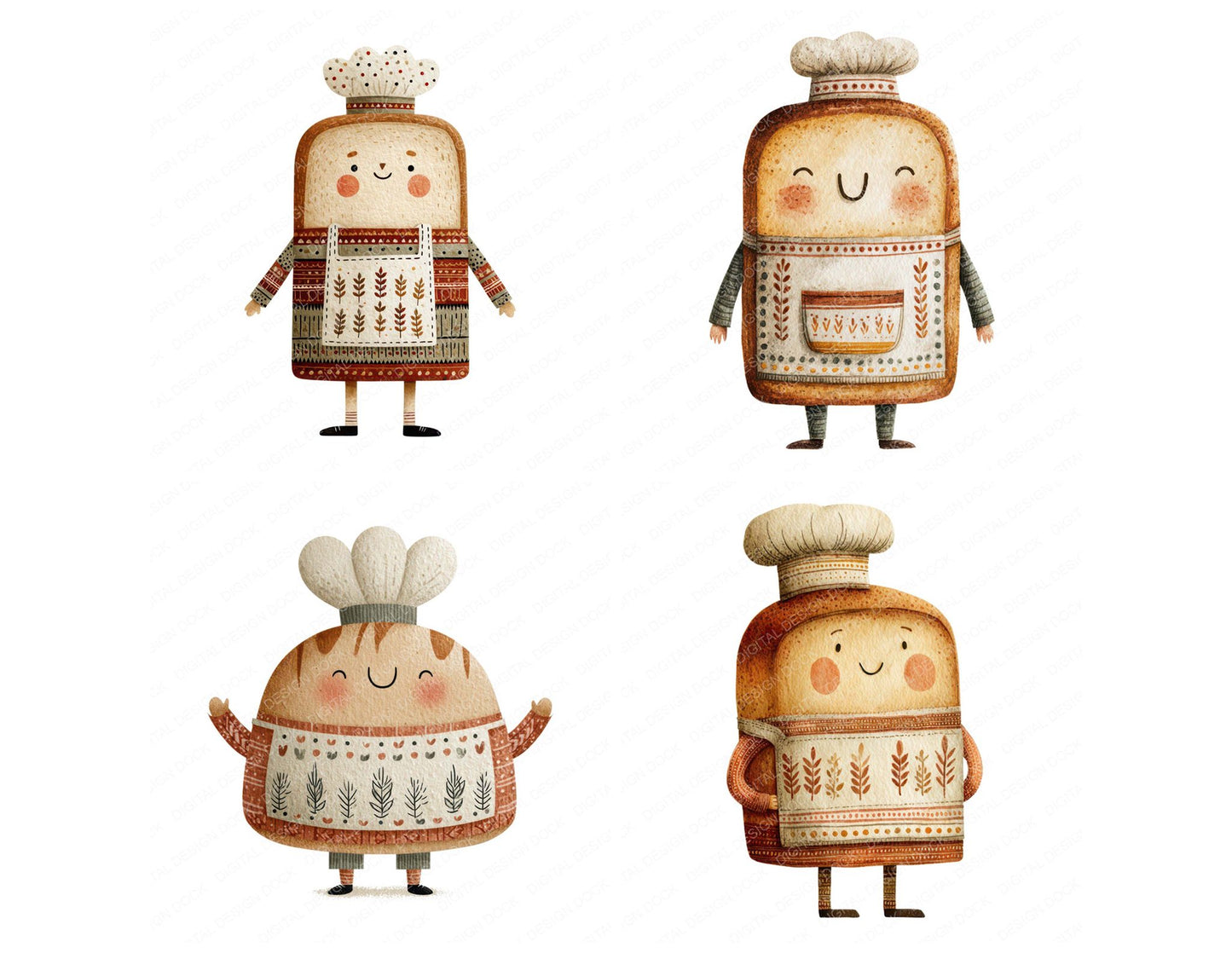 Folk Art Baker Character Clipart Set (DDD008470)
