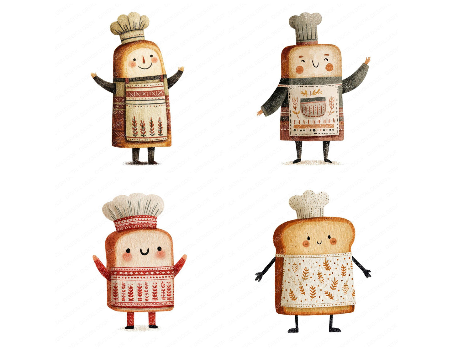 Folk Art Baker Character Clipart Set (DDD008470)