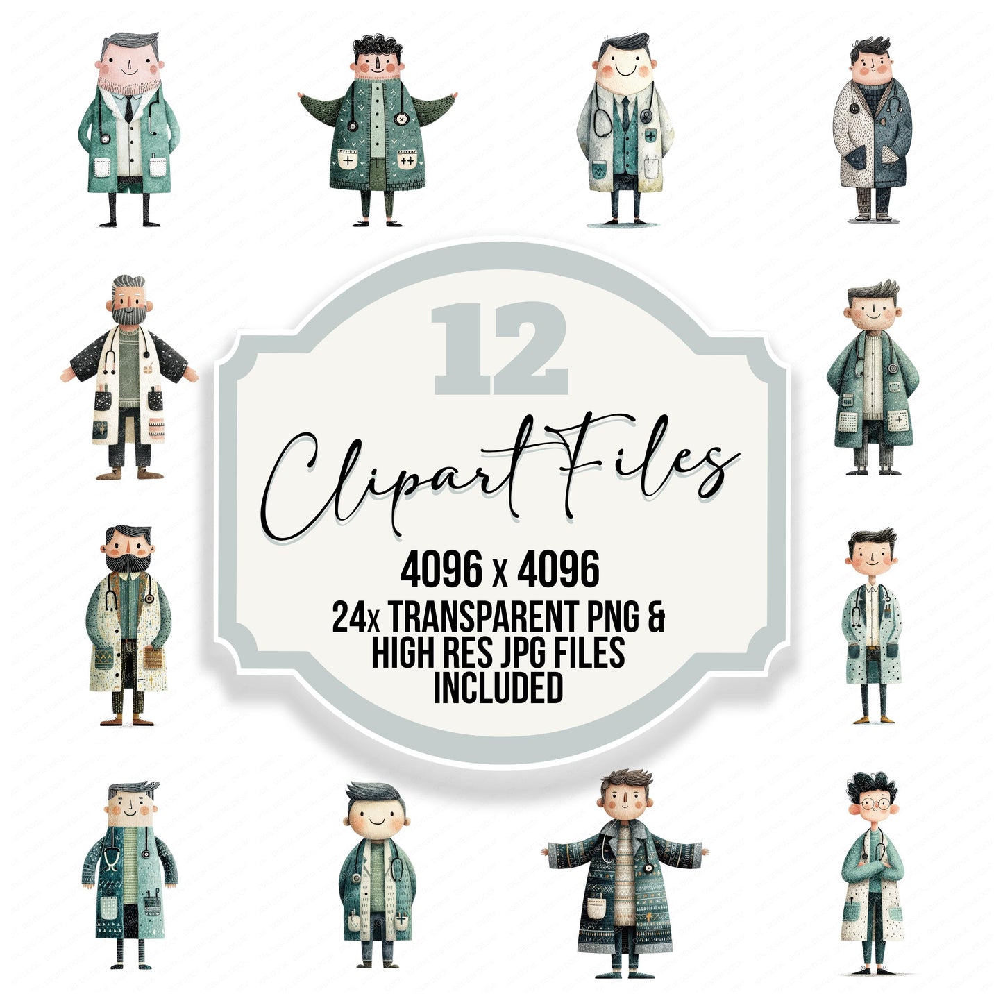 Folk Art Doctor Character Clipart Set (DDD008472)