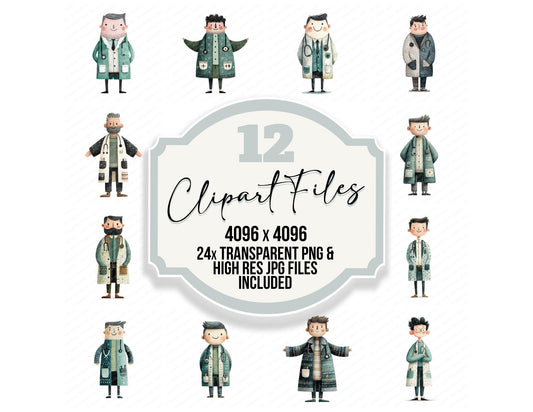 Folk Art Doctor Character Clipart Set (DDD008472)