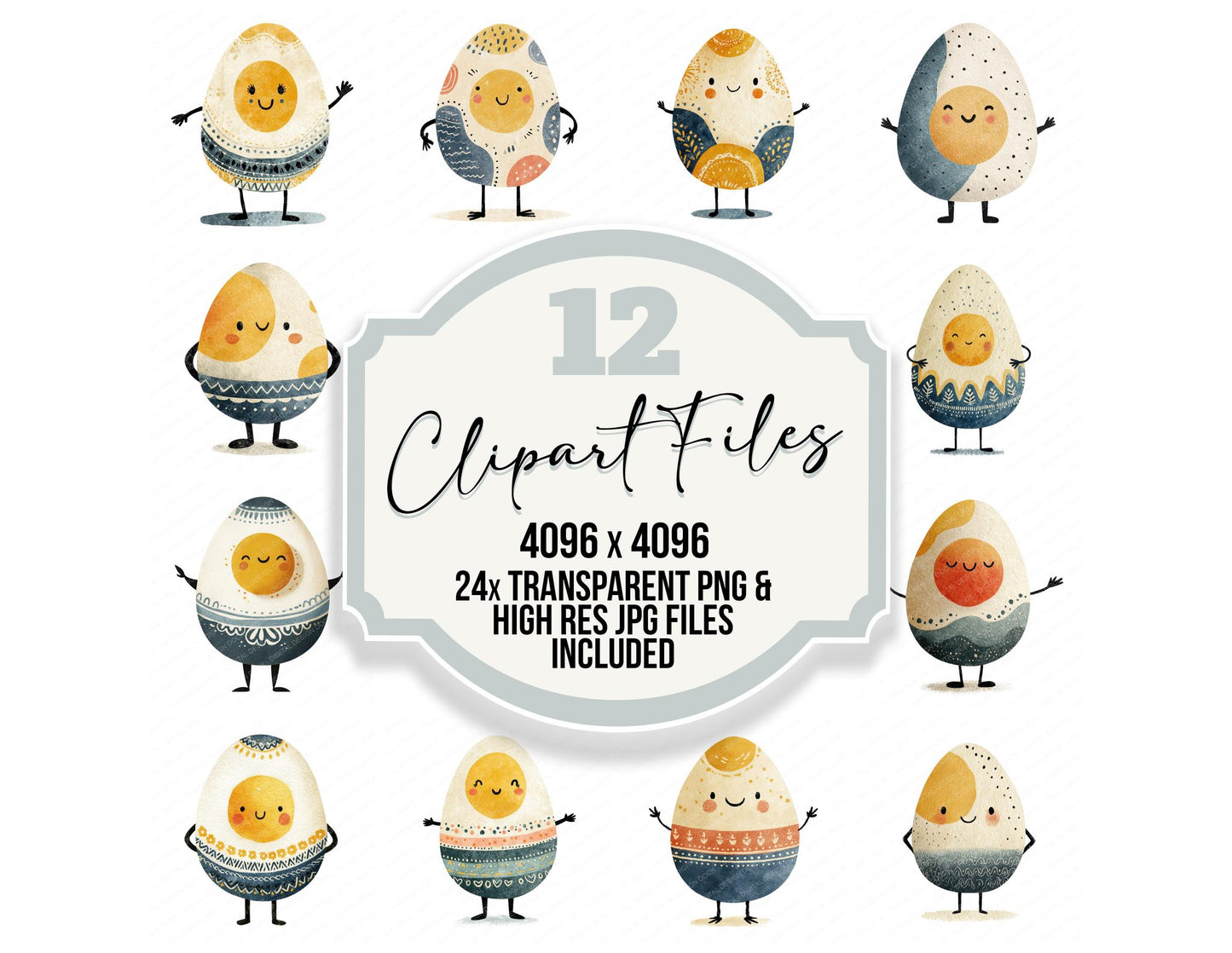 Folk Art Egg Character Clipart Set (DDD008473)