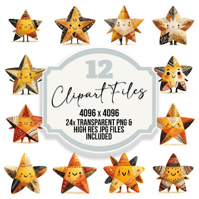 Folk Art Star Character Clipart Set (DDD008483)