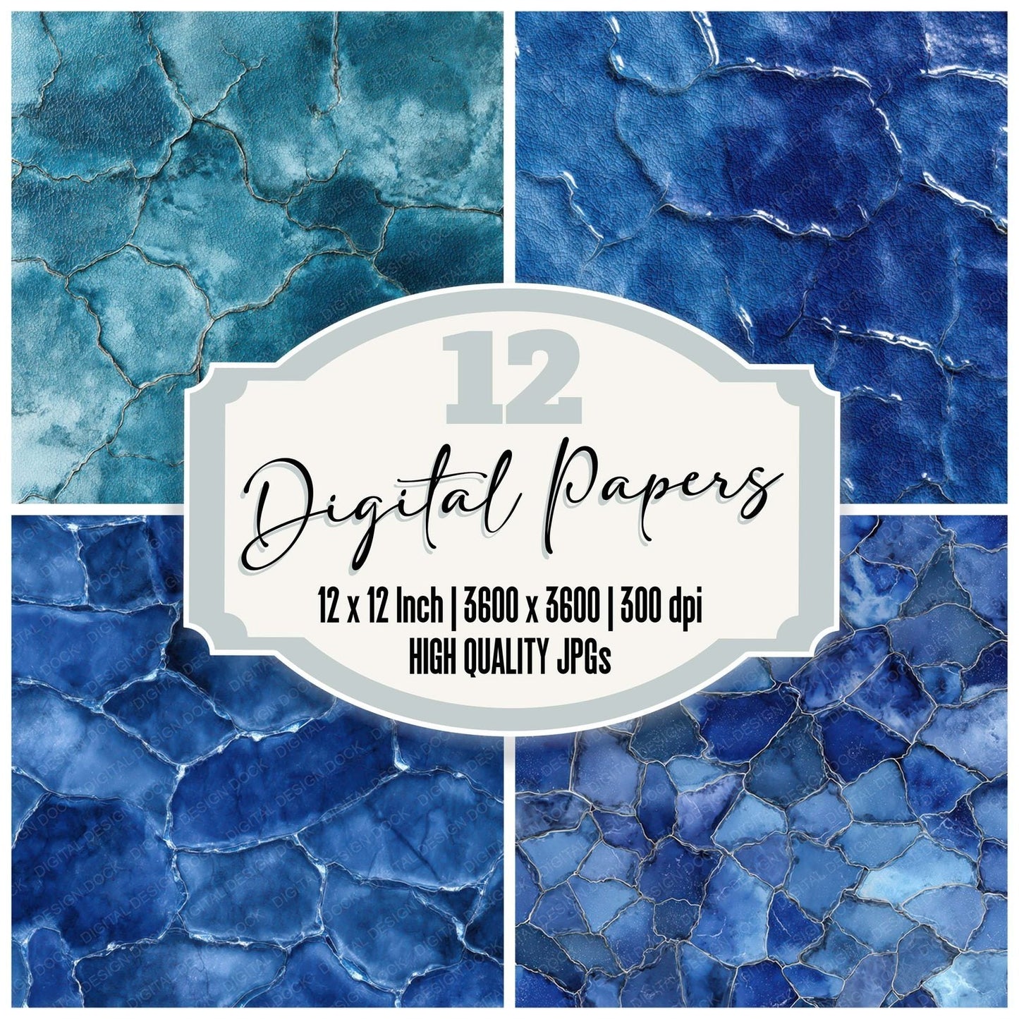 Blue Ceramic Glaze Digital Paper Pack (DDD008488)