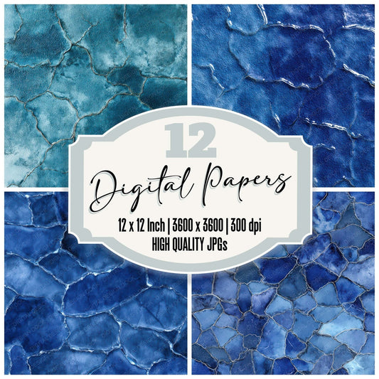 Blue Ceramic Glaze Digital Paper Pack (DDD008488)