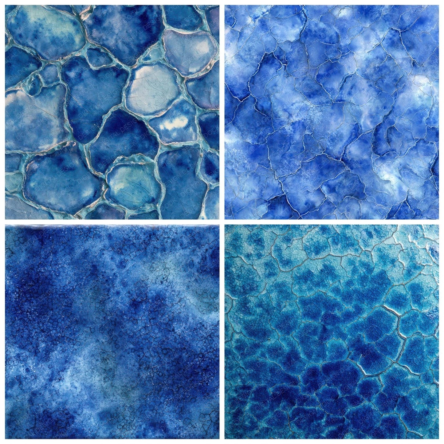 Blue Ceramic Glaze Digital Paper Pack (DDD008488)