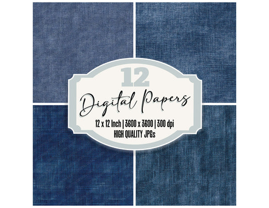 Blue Denim Texture digital paper pack designed for background pages in junk journaling and paper craft projects