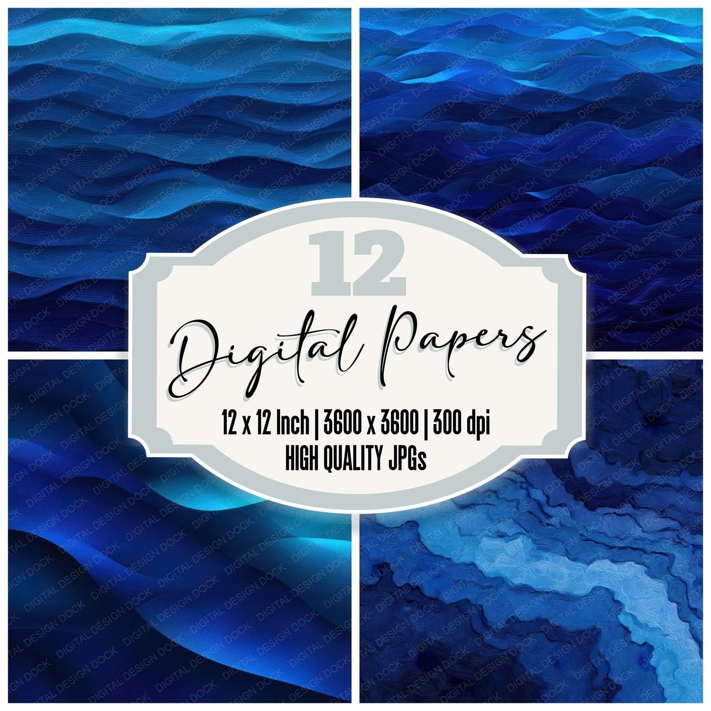 Blue Ocean Ripples Digital Paper Pack (DDD008493)