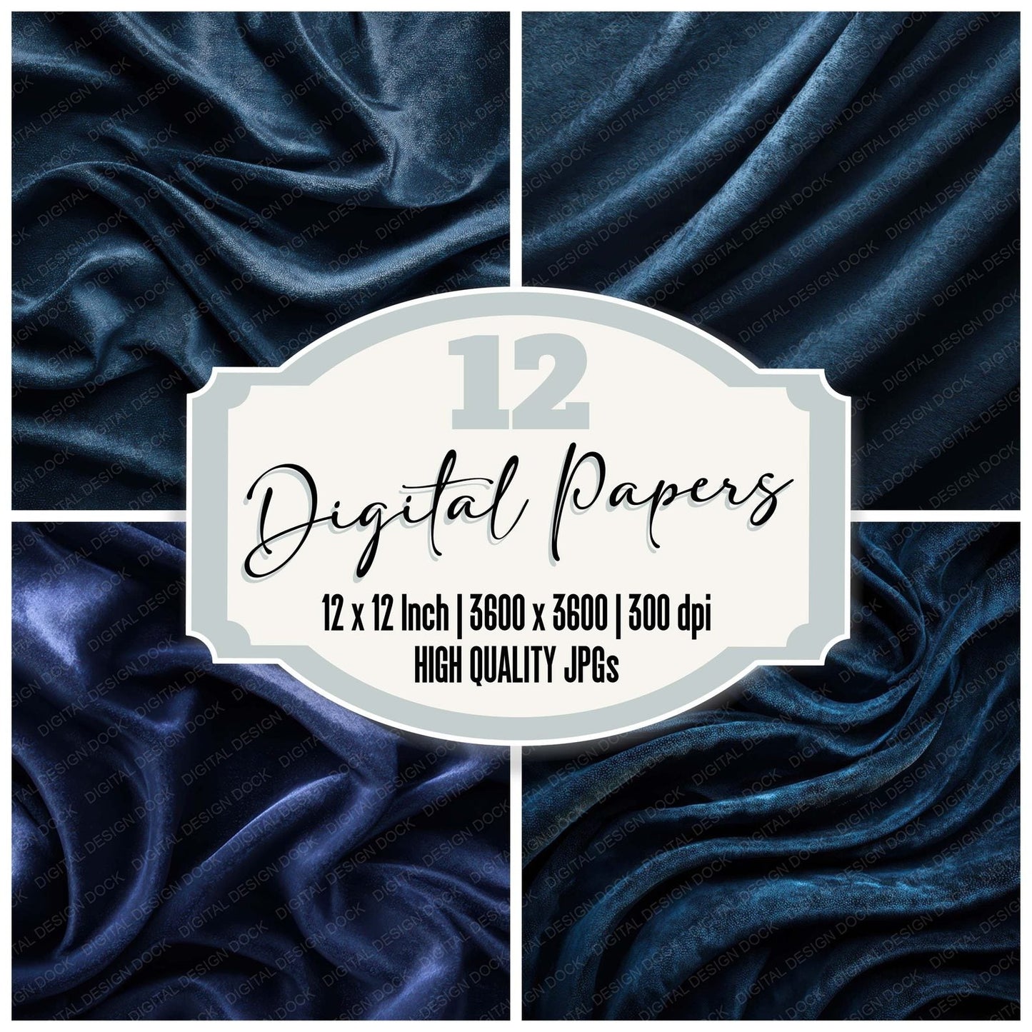 Blue Velvet Fabric Digital Paper Pack (DDD008494)