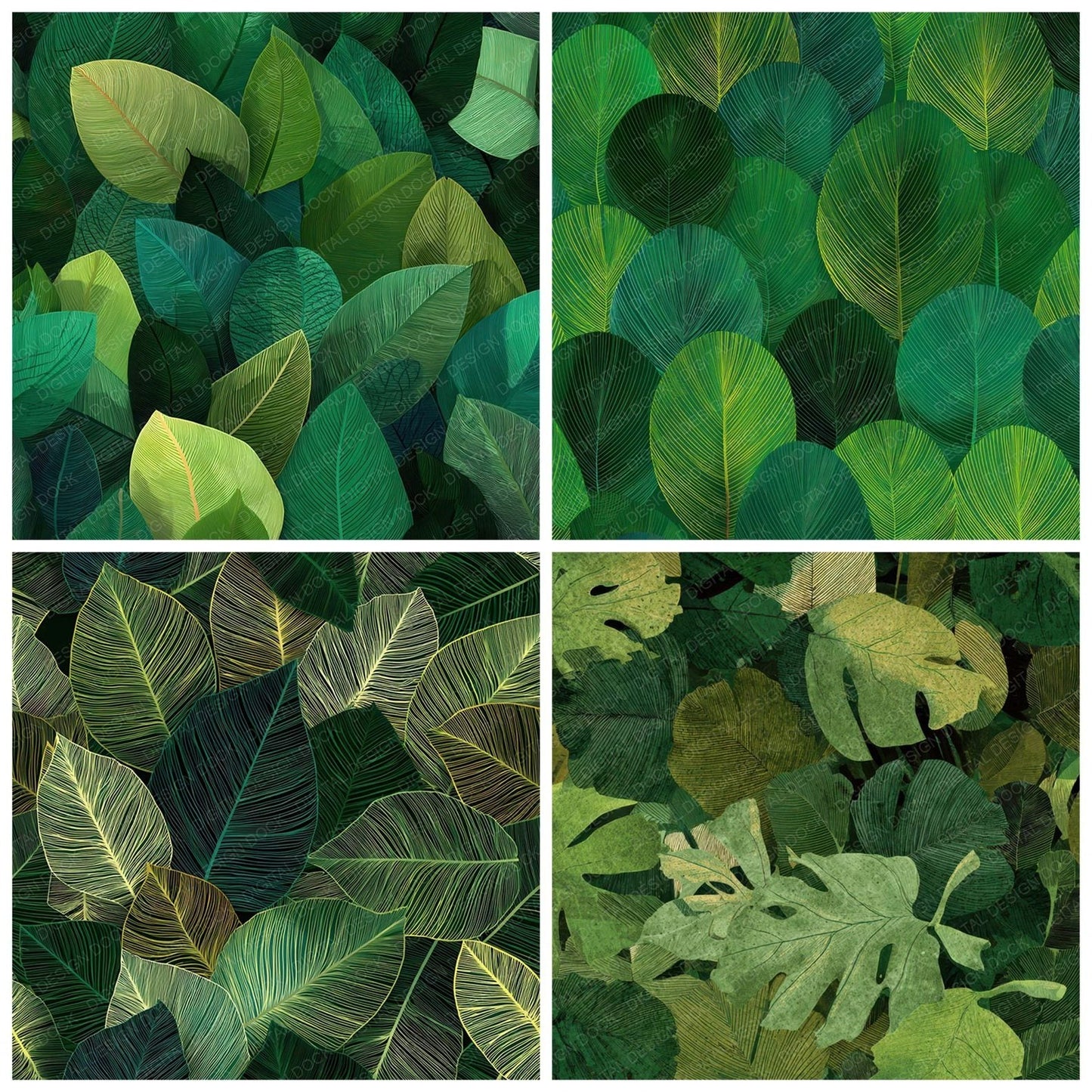 Green Jungle Leaves Digital Paper Pack (DDD008498)