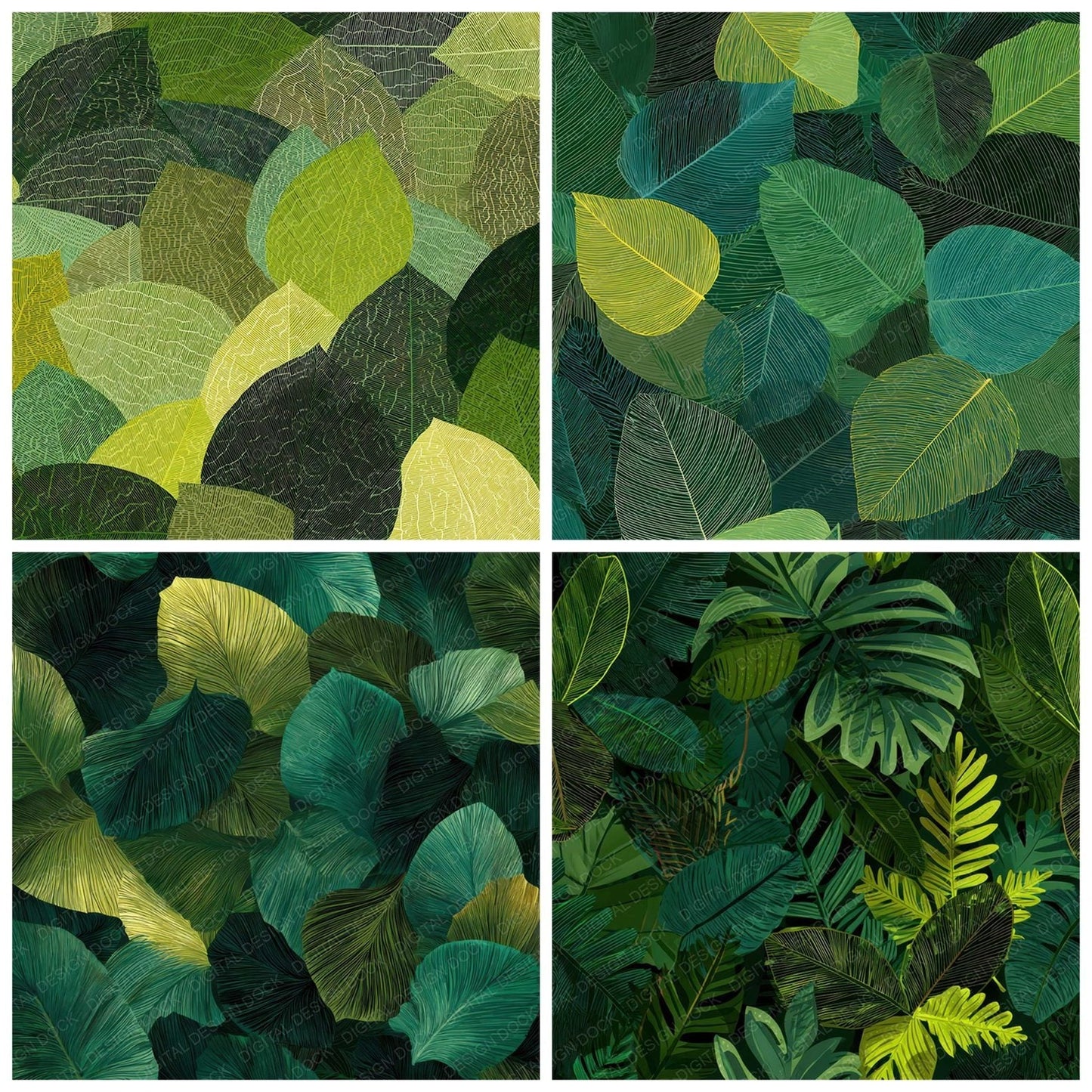 Green Jungle Leaves Digital Paper Pack (DDD008498)