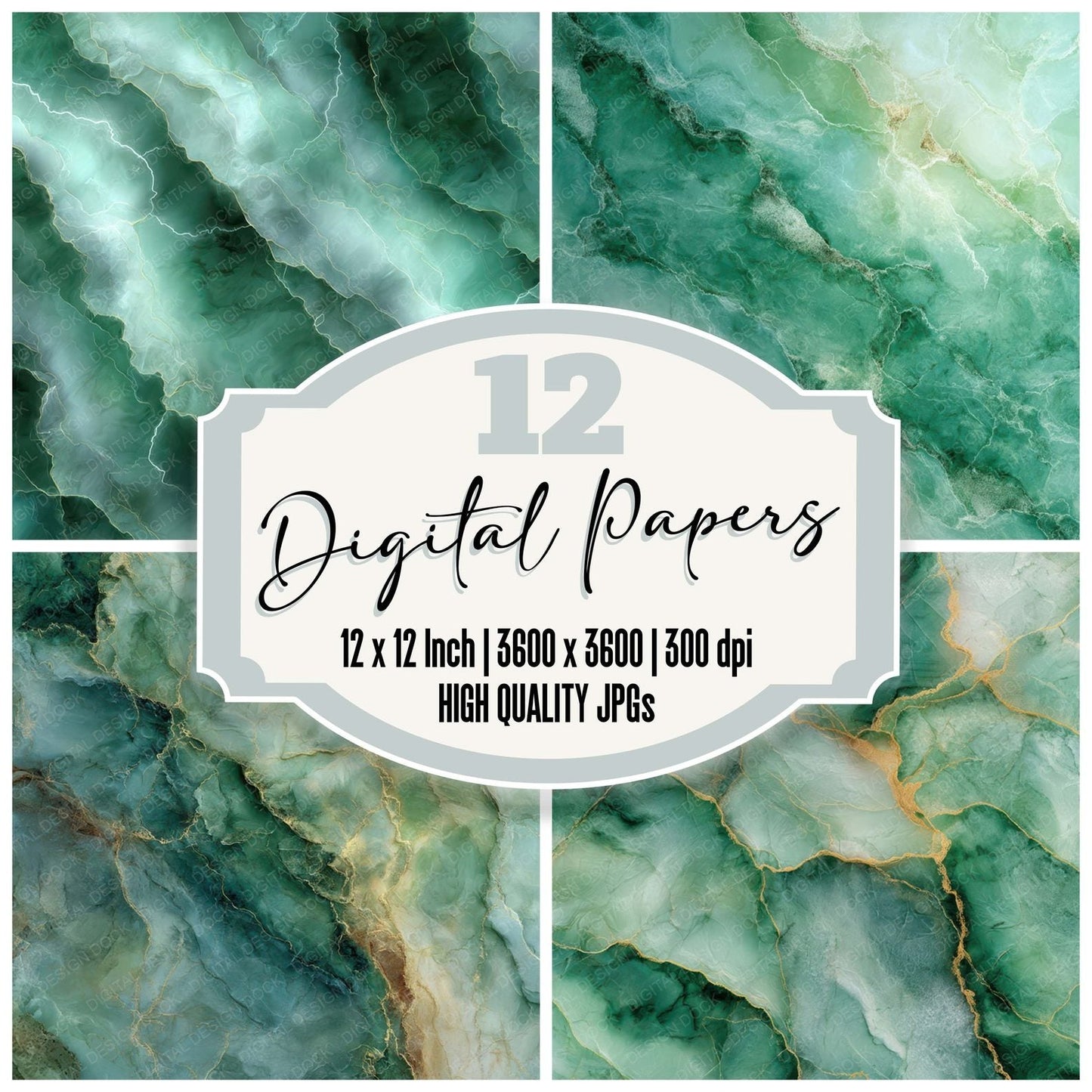 Green Marble Stone Digital Paper Pack (DDD008499)