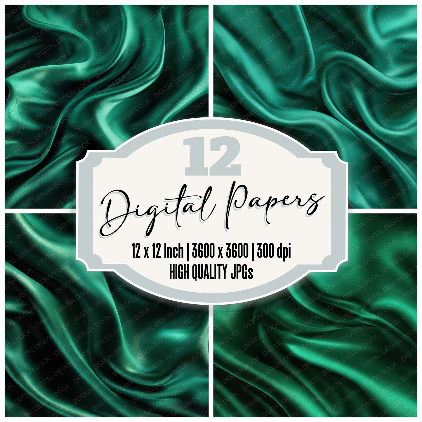 Green Silk Fabric Digital Paper Pack (DDD008500)