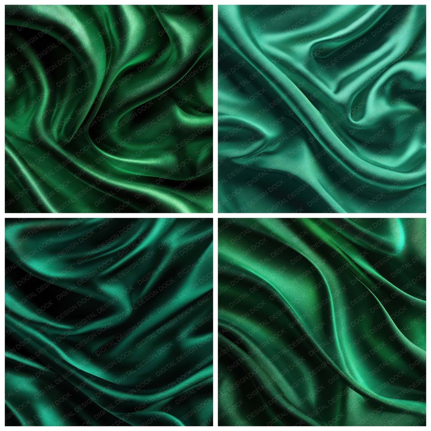 Green Silk Fabric Digital Paper Pack (DDD008500)