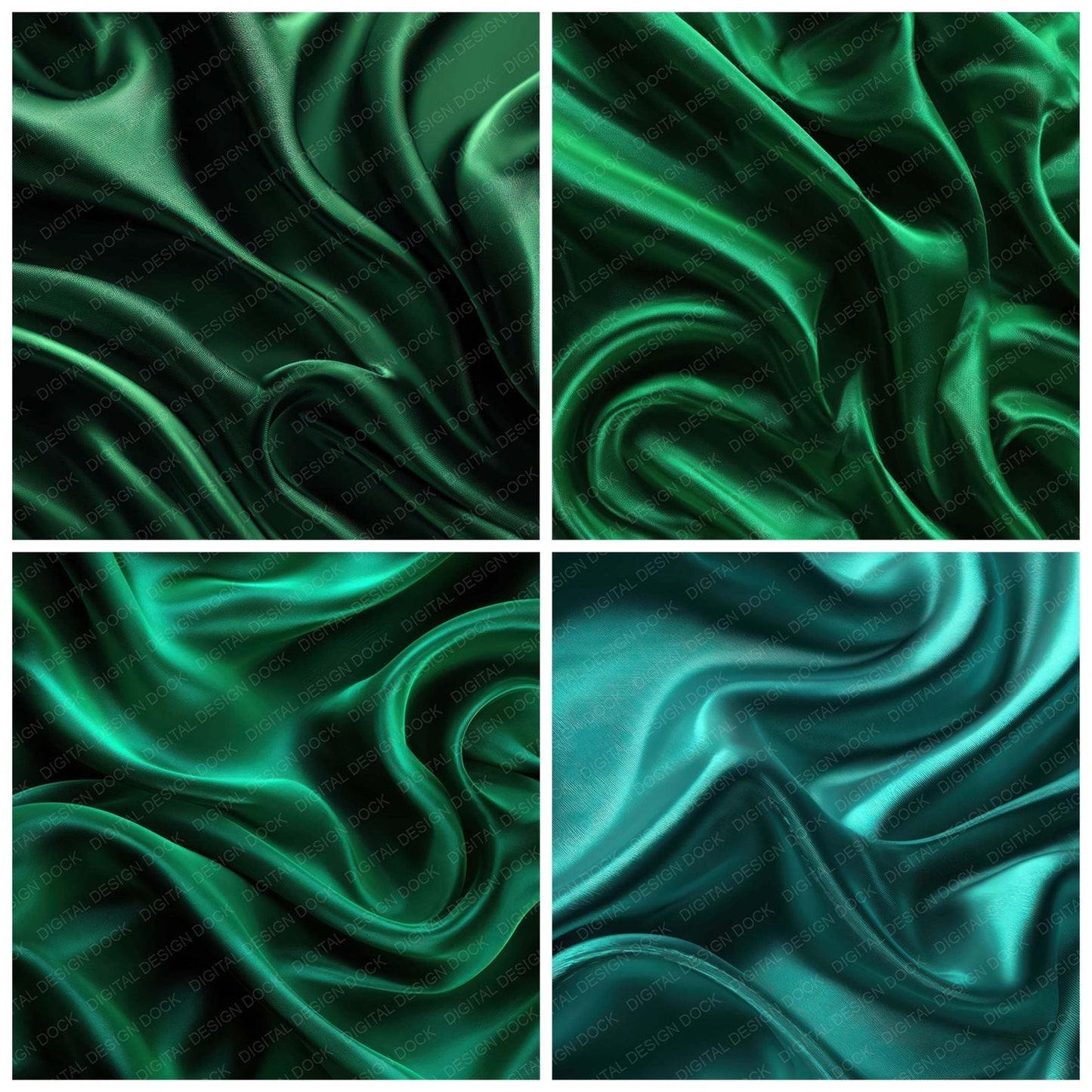 Green Silk Fabric Digital Paper Pack (DDD008500)