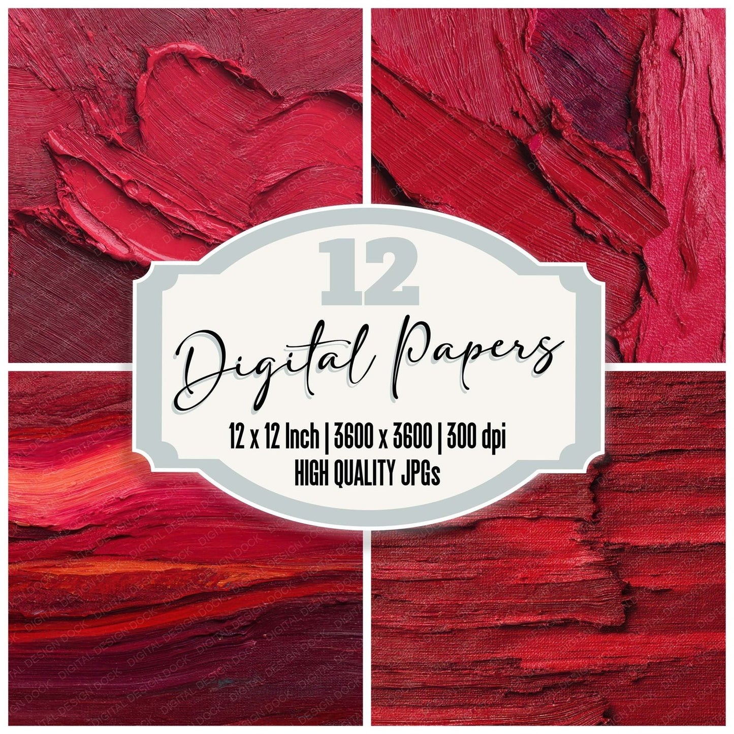 Red Acrylic Smears Digital Paper Pack (DDD008501)