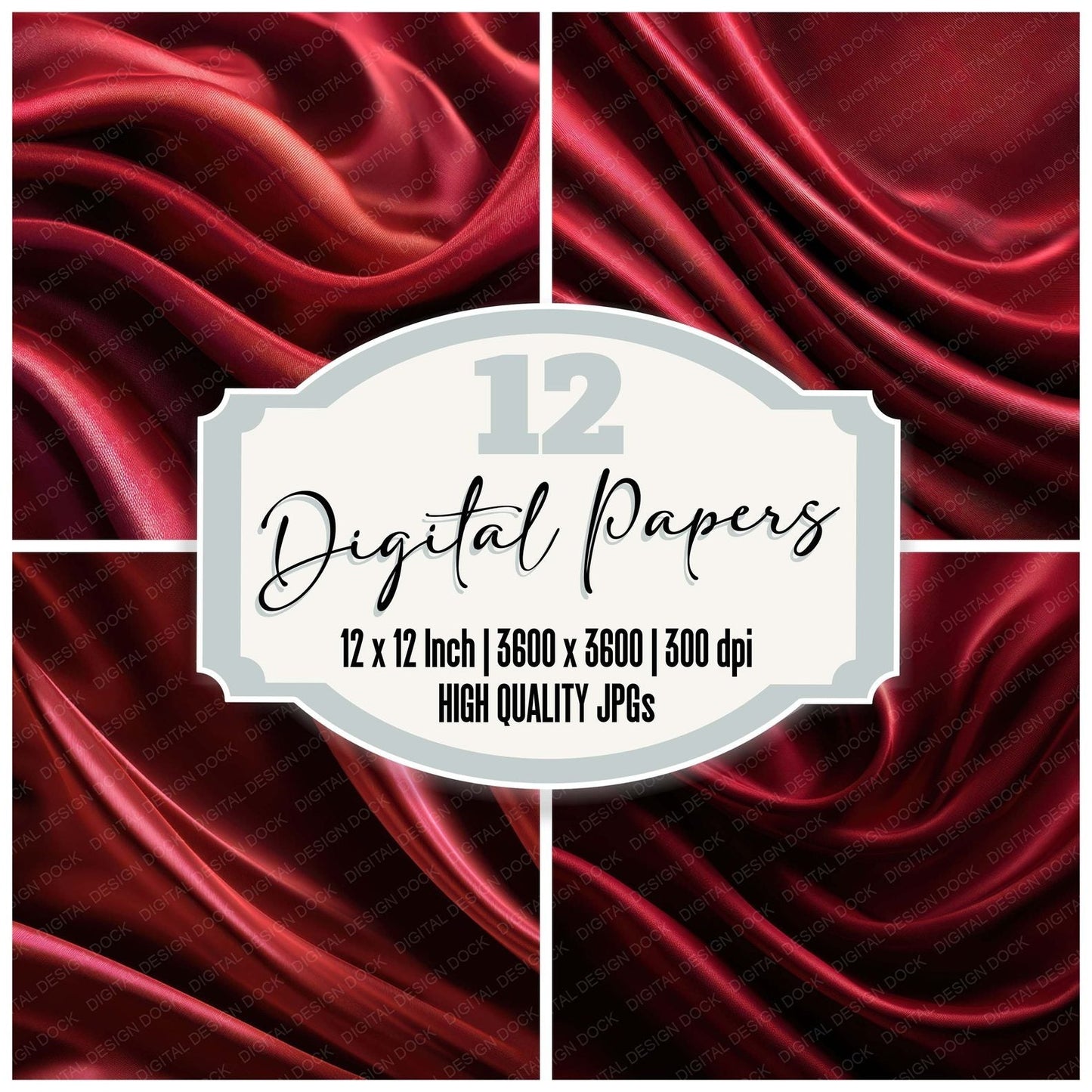 Red Silk Fabric Digital Paper Pack (DDD008505)