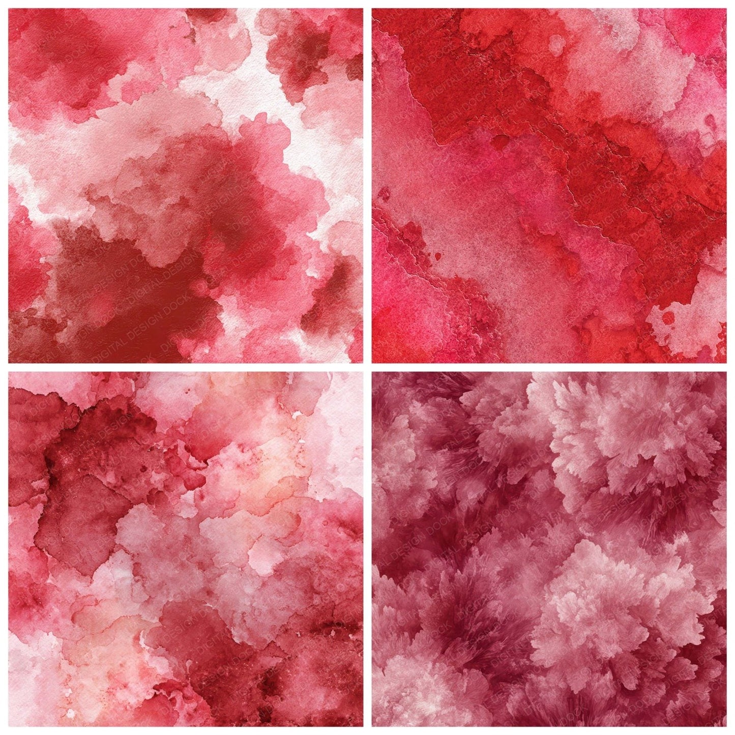 Red Watercolor Bloom Digital Paper Pack (DDD008507)