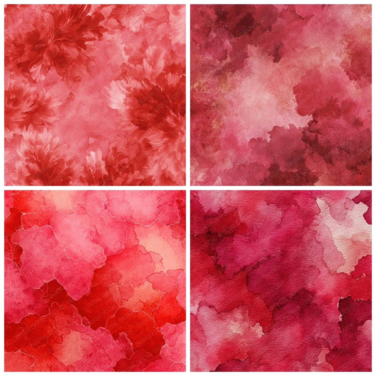 Red Watercolor Bloom Digital Paper Pack (DDD008507)