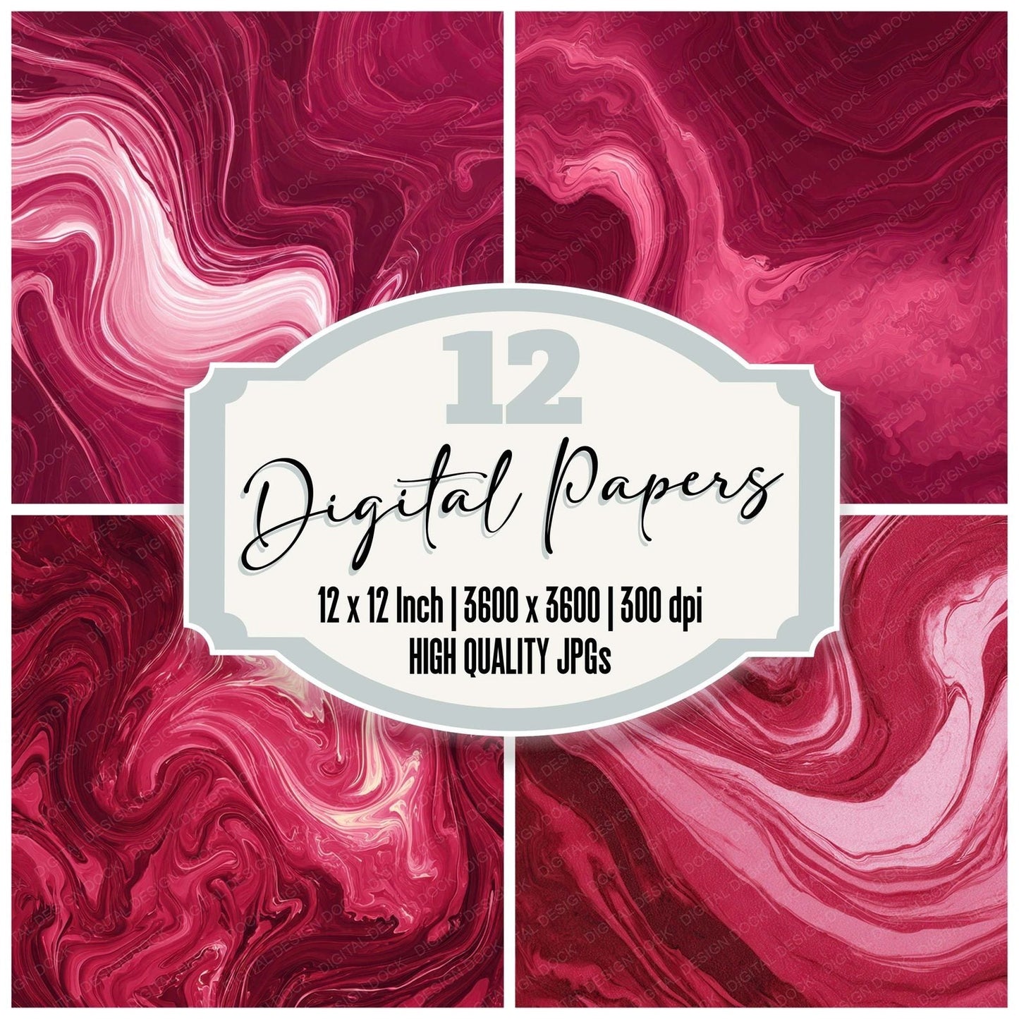 Red Ink Marbling Digital Paper Pack (DDD008514)